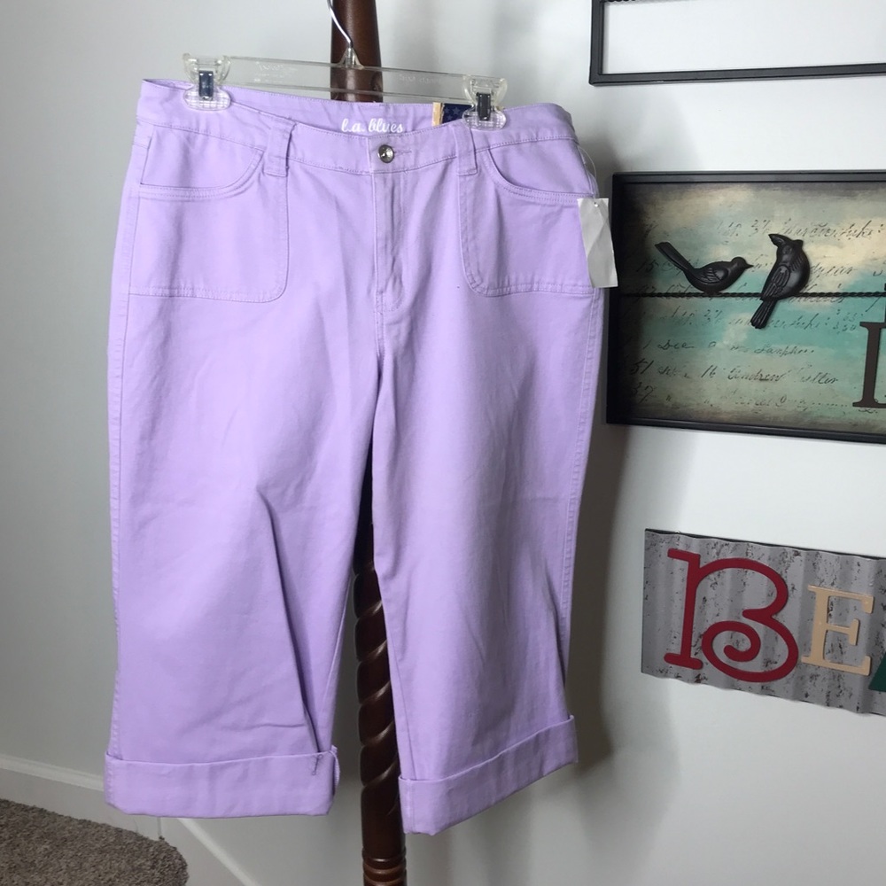 NWT LA Blues Lavender Capri Stretch Flap Pocket